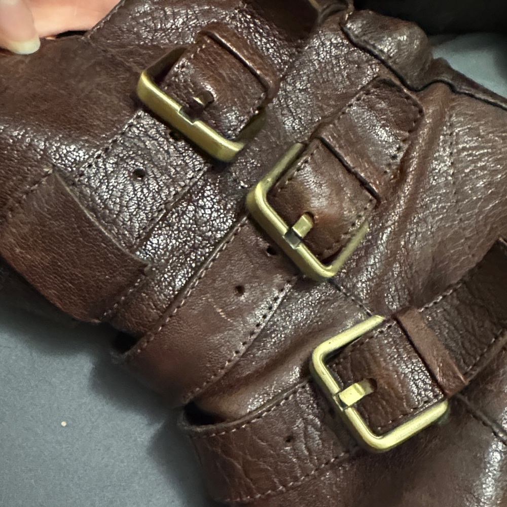 Emanuele Crasto Triple Buckle Brown Moto Leather Boots - Picture 3 of 6